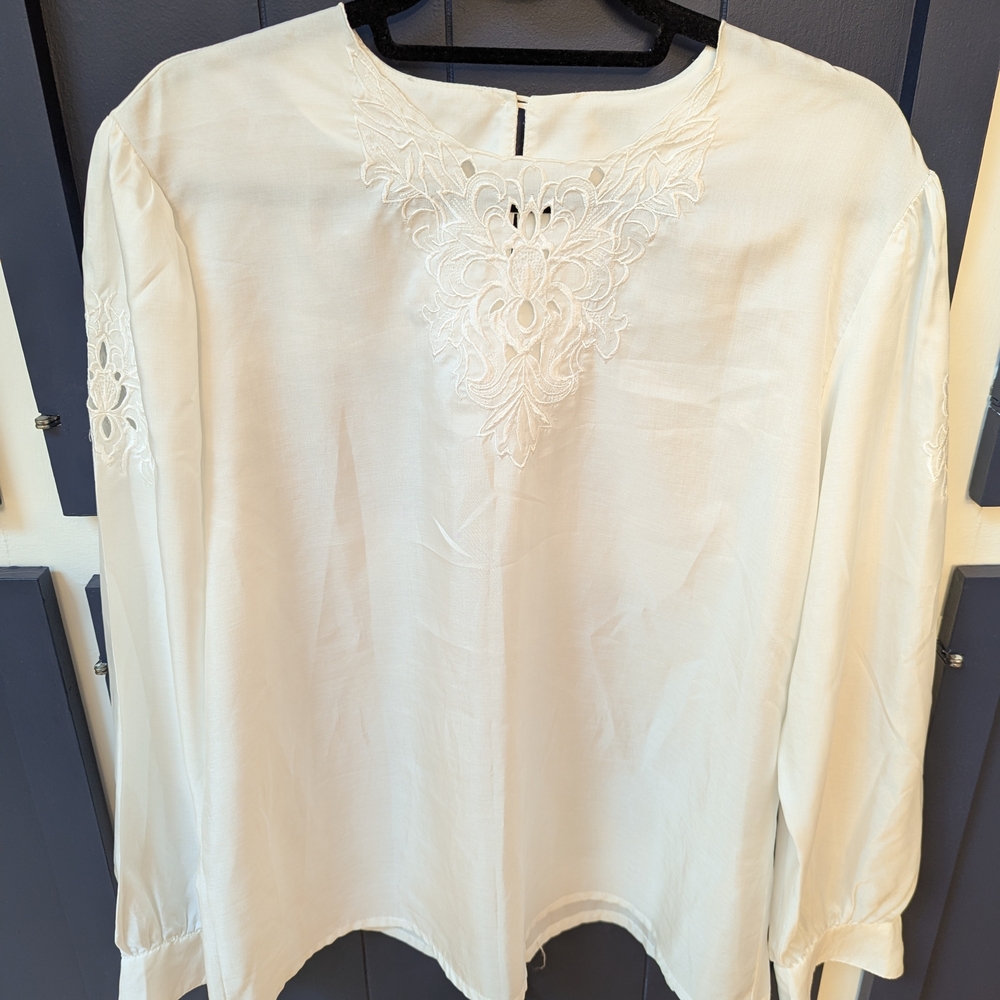 Vintage Long Sleeve Top with Lace Details